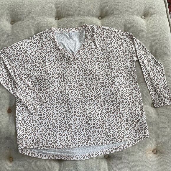 Nordstrom Pajama Set Animal Print Mocha Pink￼ Long Sleeve L - Picture 2 of 8